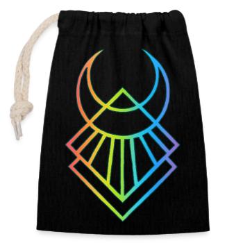 Symbole lunaire égyptien multicolore - Sac cadeau en coton avec cordon (14 x 20 cm) - noir - Devant