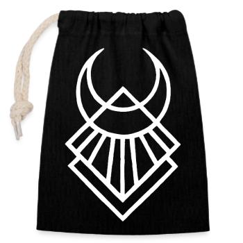 Symbole lunaire égyptien blanc - Sac cadeau en coton avec cordon (14 x 20 cm) - noir - Devant
