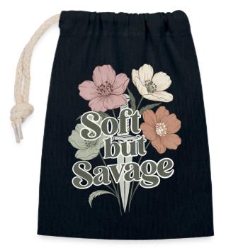 Soft but Savage - Closable cotton gift bag (14x20cm) - navy - Front