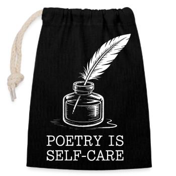 Poetry as self-care - Closable cotton gift bag (14x20cm) - black - Front