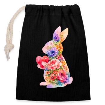 Bunny Heart Cute - Closable cotton gift bag (14x20cm) - black - Front
