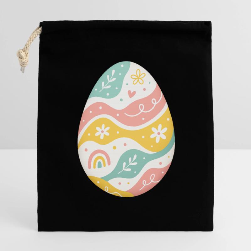 Pastel Easter Egg Pattern Closable cotton gift bag (14x20cm)