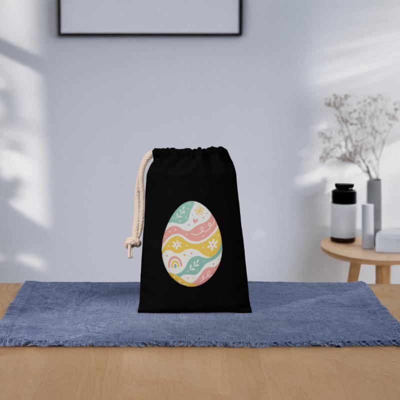 Pastel Easter Egg Pattern Closable cotton gift bag (14x20cm)