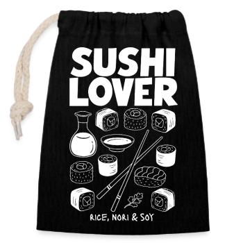Sushi Lover Tee Nori Rice Theme - Verschließbarer Geschenkbeutel aus Baumwolle (14x20cm) - Schwarz - Vorne