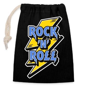 Rock 'N' Roll Logo with Lightning Bolt - Closable cotton gift bag (14x20cm) - black - Front