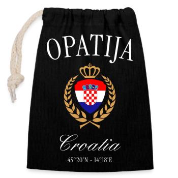 Opatija Kroatien Wappen Krone – Reise Souvenir - Verschließbarer Geschenkbeutel aus Baumwolle (14x20cm) - Schwarz - Vorne