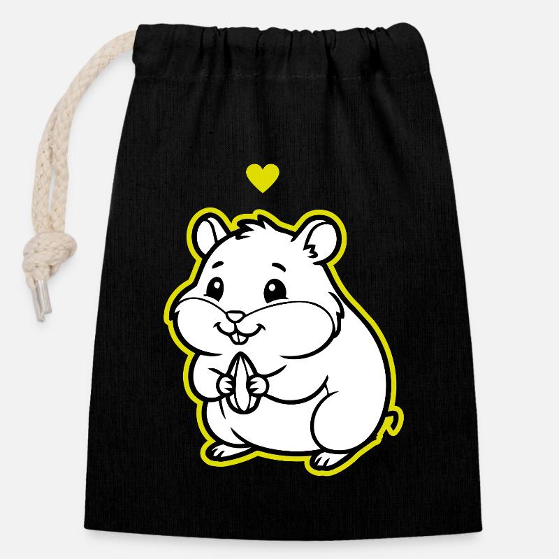 Arnold_the_Hamster - Closable cotton gift bag (14x20cm) - black