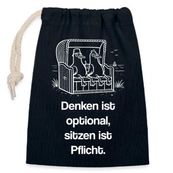 Denken optional sitzen Pflicht Strandkorb witzig - Verschließbarer Geschenkbeutel aus Baumwolle (14x20cm) - Navy - Vorne