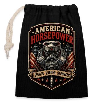 Moteur V8 US-Chevaux Voiture America Classic Car - Sac cadeau en coton avec cordon (14 x 20 cm) - noir - Devant