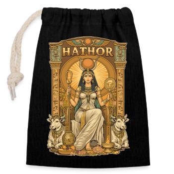 Throne of HATHOR - Closable cotton gift bag (14x20cm) - black - Front