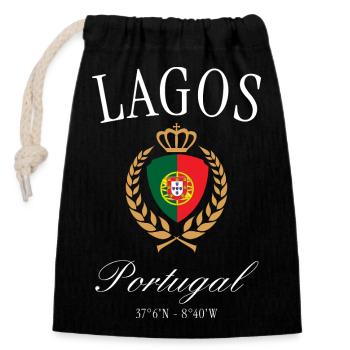 Couronne des armoiries de Lagos Portugal – Souvenir de voyage - Sac cadeau en coton avec cordon (14 x 20 cm) - noir - Devant