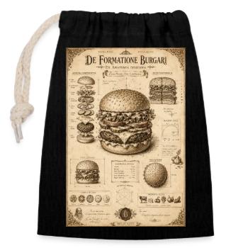 Vintage Burger Blueprint - Closable cotton gift bag (14x20cm) - black - Front