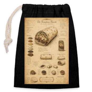 Vintage Burrito Blueprint - Closable cotton gift bag (14x20cm) - black - Front