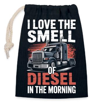 Chauffeur de camion, Conducteur de route Diesel, professionnel de la route - Sac cadeau en coton avec cordon (14 x 20 cm) - bleu marine - Devant