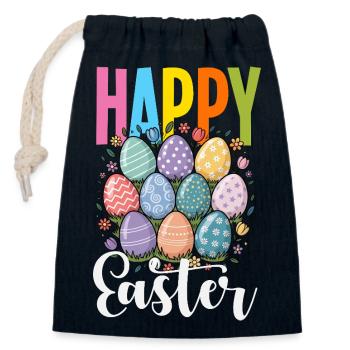 Frohe Ostern Süßer Osterhase Eiersuche Ostereier - Verschließbarer Geschenkbeutel aus Baumwolle (14x20cm) - Navy - Vorne
