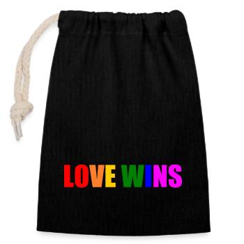 Love wins - Verschließbarer Geschenkbeutel aus Baumwolle (14x20cm) - Schwarz - Vorne