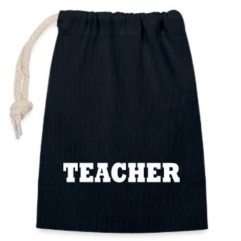 Teacher - Verschließbarer Geschenkbeutel aus Baumwolle (14x20cm) - Navy - Vorne