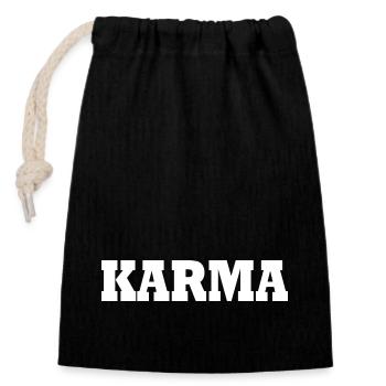 Karma - Sac cadeau en coton avec cordon (14 x 20 cm) - noir - Devant