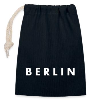 Berlin - Closable cotton gift bag (14x20cm) - navy - Front