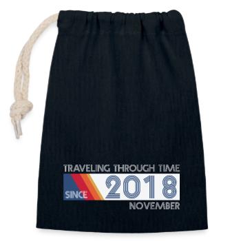 Funny Time Travel Birthday Design November 2018 - Closable cotton gift bag (14x20cm) - navy - Front