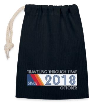 Funny Time Travel Birthday Design October 2018 - Closable cotton gift bag (14x20cm) - navy - Front