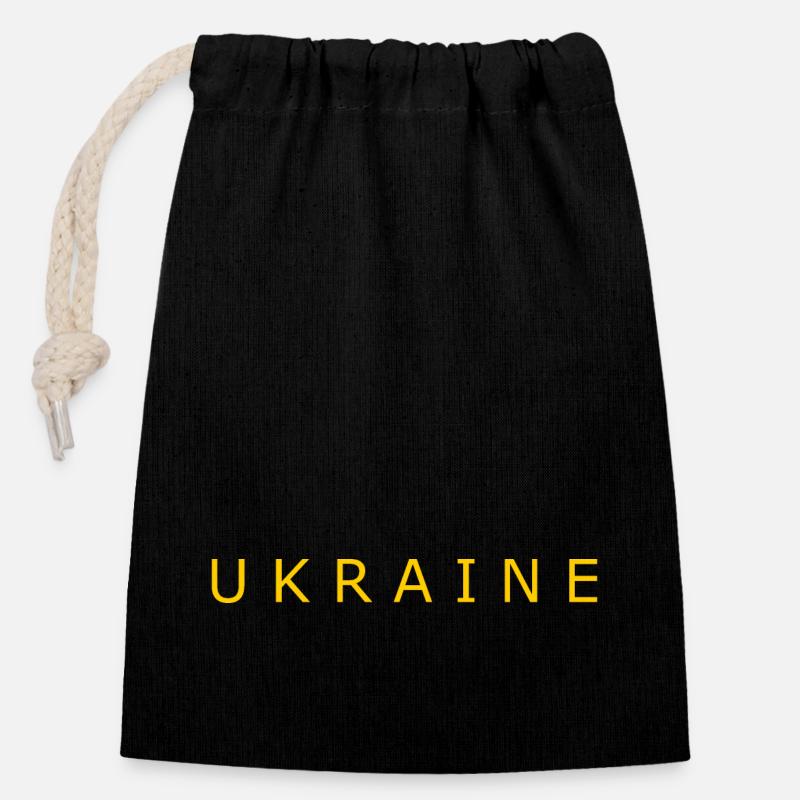 Ukraine - Verschließbarer Geschenkbeutel aus Baumwolle (14x20cm) - Schwarz