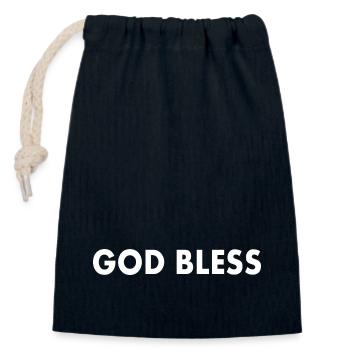 God bless - Sac cadeau en coton avec cordon (14 x 20 cm) - bleu marine - Devant