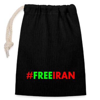 Free iran - Verschließbarer Geschenkbeutel aus Baumwolle (14x20cm) - Schwarz - Vorne