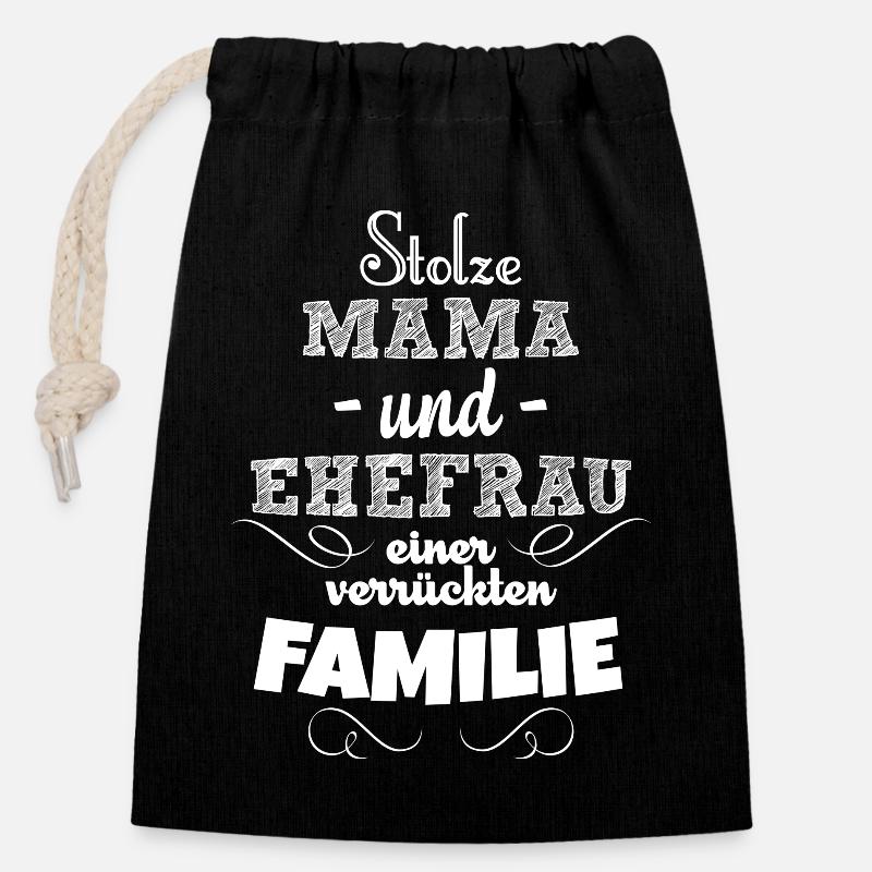 Stolze Mama - Verschließbarer Geschenkbeutel aus Baumwolle (14x20cm) - Schwarz