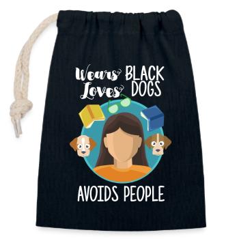 Introvert - Closable cotton gift bag (14x20cm) - navy - Front