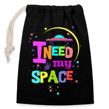 Ich brauche meinen Platz - Verschließbarer Geschenkbeutel aus Baumwolle (14x20cm) - Schwarz - Vorne