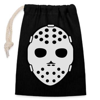 masque de hockey - Sac cadeau en coton avec cordon (14 x 20 cm) - noir - Devant
