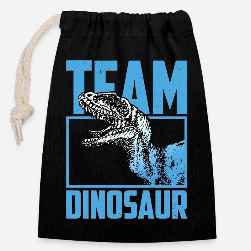 Team Dinosaur Graphic - Closable cotton gift bag (14x20cm) - black