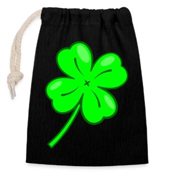 Four-leaf clover to design yourself - Closable cotton gift bag (14x20cm) - black - Front
