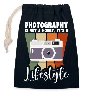 Photographe Photographie Appareil photo numérique - Sac cadeau en coton avec cordon (14 x 20 cm) - bleu marine - Devant