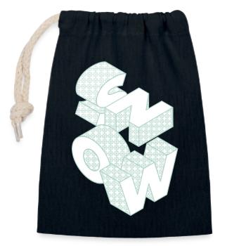 Snow Weihnachten Schnee Schrift Geschenk Winter - Verschließbarer Geschenkbeutel aus Baumwolle (14x20cm) - Navy - Vorne