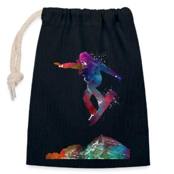 snowboard sport art #snowboard - Closable cotton gift bag (14x20cm) - navy - Front
