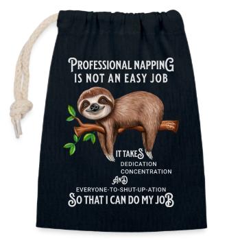 Paresseux Drôle en disant Humour de bureau - Sac cadeau en coton avec cordon (14 x 20 cm) - bleu marine - Devant