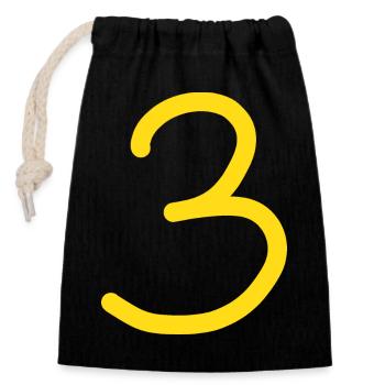 3 Numéro trois numéro anniversaire - Sac cadeau en coton avec cordon (14 x 20 cm) - noir - Devant