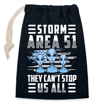 OVNI drôle de planète extraterrestre - Sac cadeau en coton avec cordon (14 x 20 cm) - bleu marine - Devant