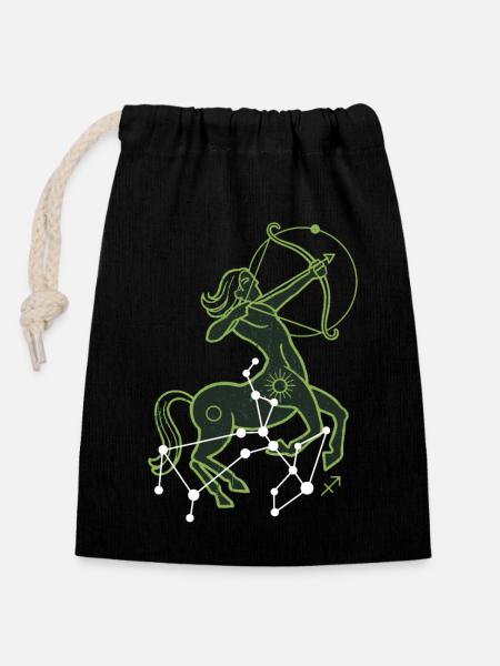 Sagitarius - Closable cotton gift bag (14x20cm) - black