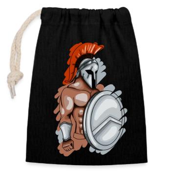 Spartiates - Sac cadeau en coton avec cordon (14 x 20 cm) - noir - Devant