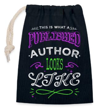 rédacteur blague auteur livre geek littéraire - Sac cadeau en coton avec cordon (14 x 20 cm) - bleu marine - Devant