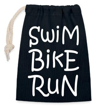 Triathlon Natation Bike Run Marathon - Sac cadeau en coton avec cordon (14 x 20 cm) - bleu marine - Devant