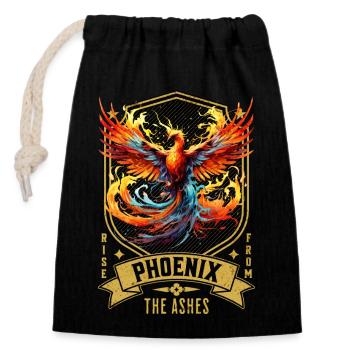 Phoenix Phoenix Fire Flames Mythologie des oiseaux - Sac cadeau en coton avec cordon (14 x 20 cm) - noir - Devant