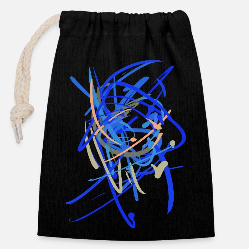 Farbe Blau - Verschließbarer Geschenkbeutel aus Baumwolle (14x20cm) - Schwarz