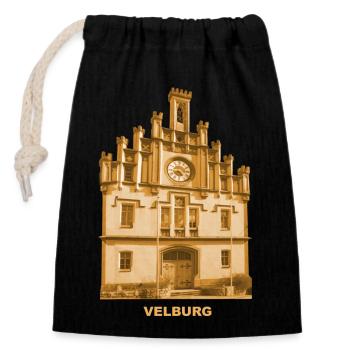 Hôtel de ville de Velburg Haut-Palatinat Bavière - Sac cadeau en coton avec cordon (14 x 20 cm) - noir - Devant
