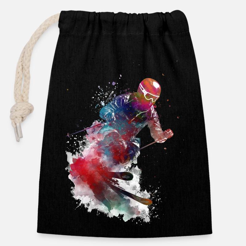 Alpine skiing #ski #skiing #sport - Closable cotton gift bag (14x20cm) - black
