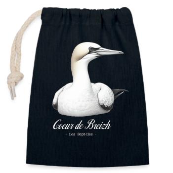 Northern Gannet of the Seven Islands by Coeur de Breizh - Closable cotton gift bag (14x20cm) - navy - Front