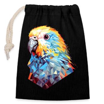 Perruche Polygone Bird Perruches - Sac cadeau en coton avec cordon (14 x 20 cm) - noir - Devant